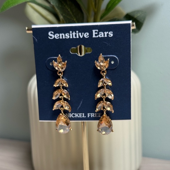 Champagne Crystal Drop Earrings - Picture 6 of 6